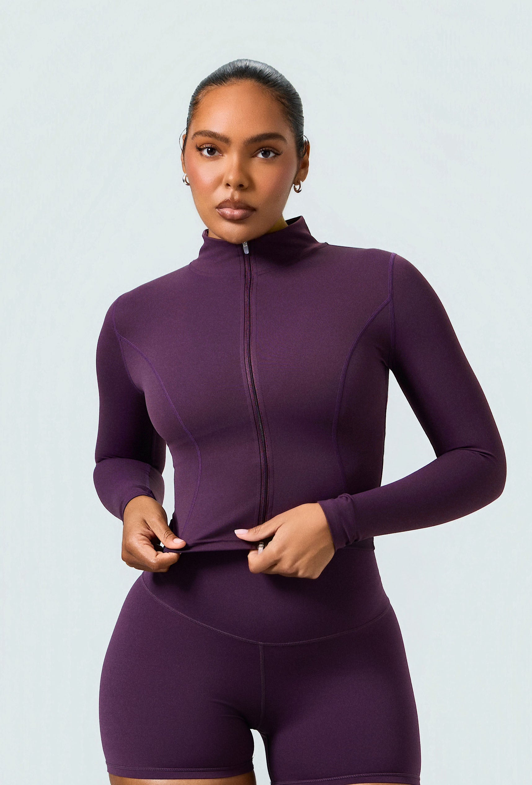 Sculpt Zip Long Sleeve - Plum