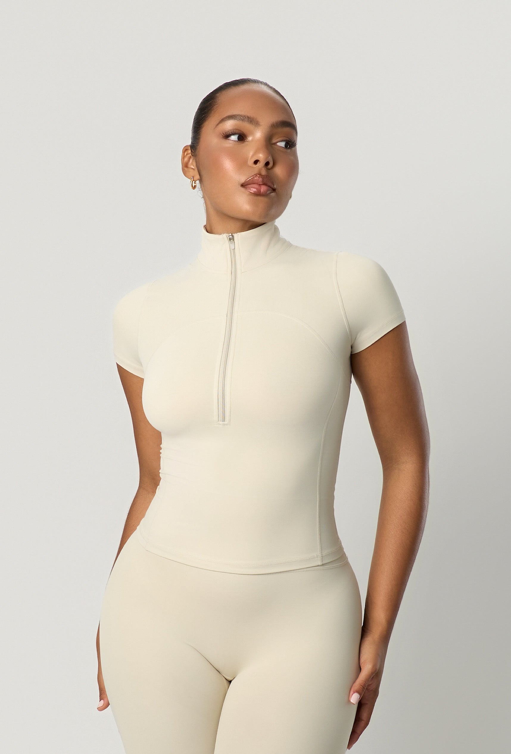 Contour Half Zip Short Sleeve - Vanilla