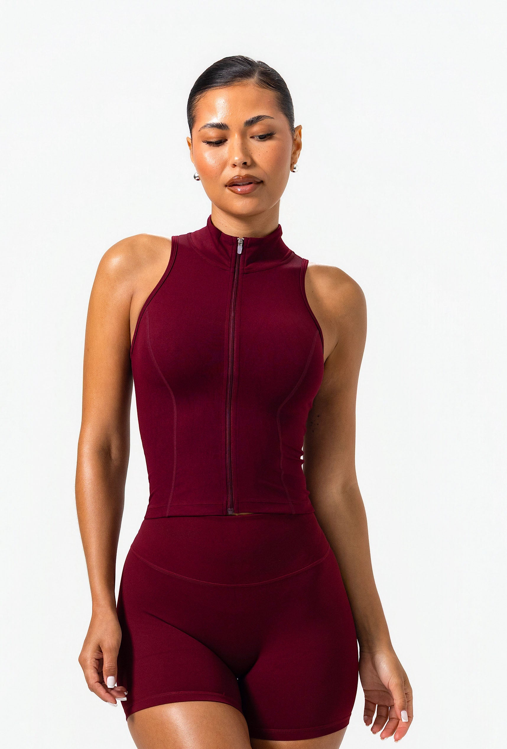 Sculpt Zip Tank - Burgundy