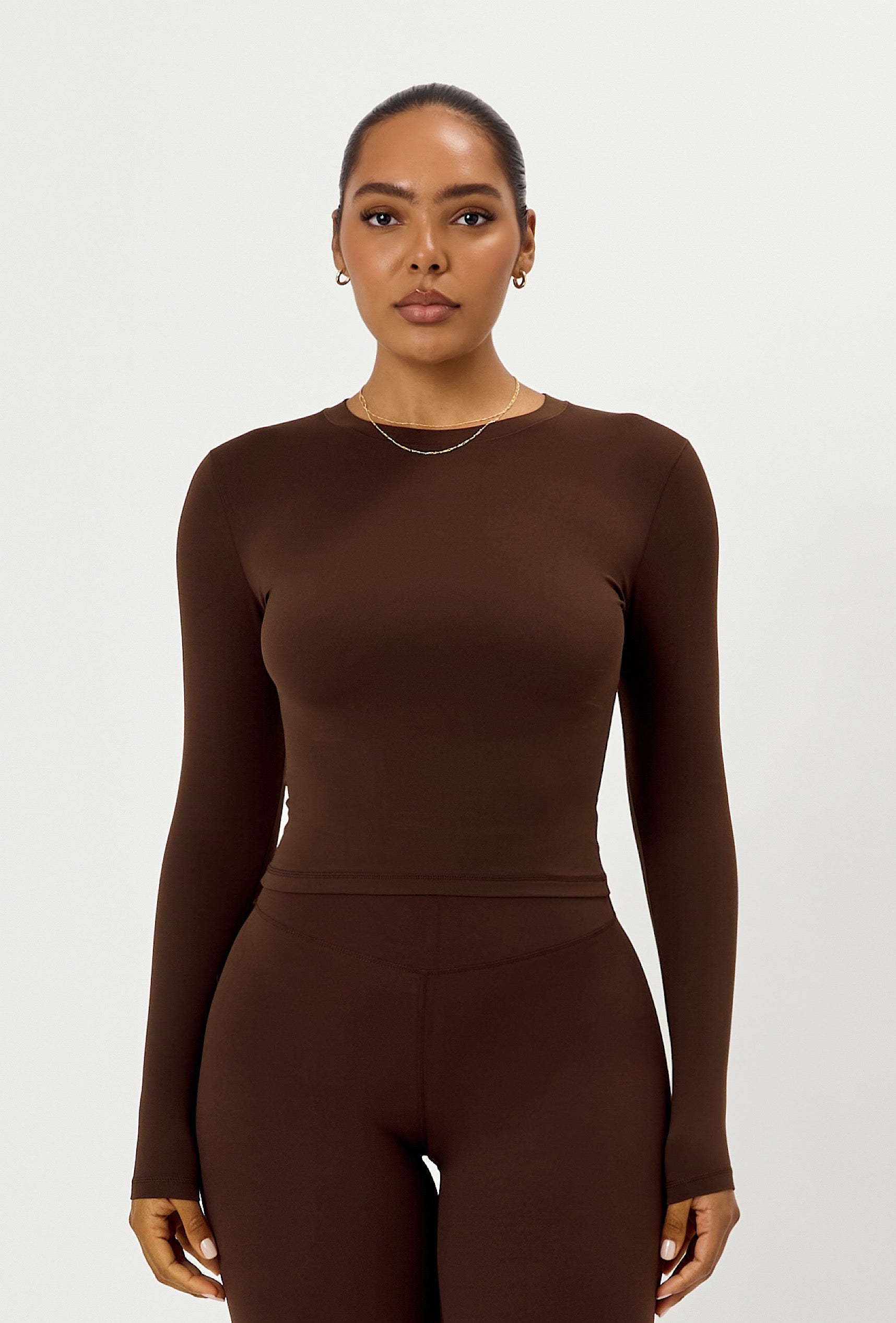 Cloudform Long Sleeve Crop - Espresso