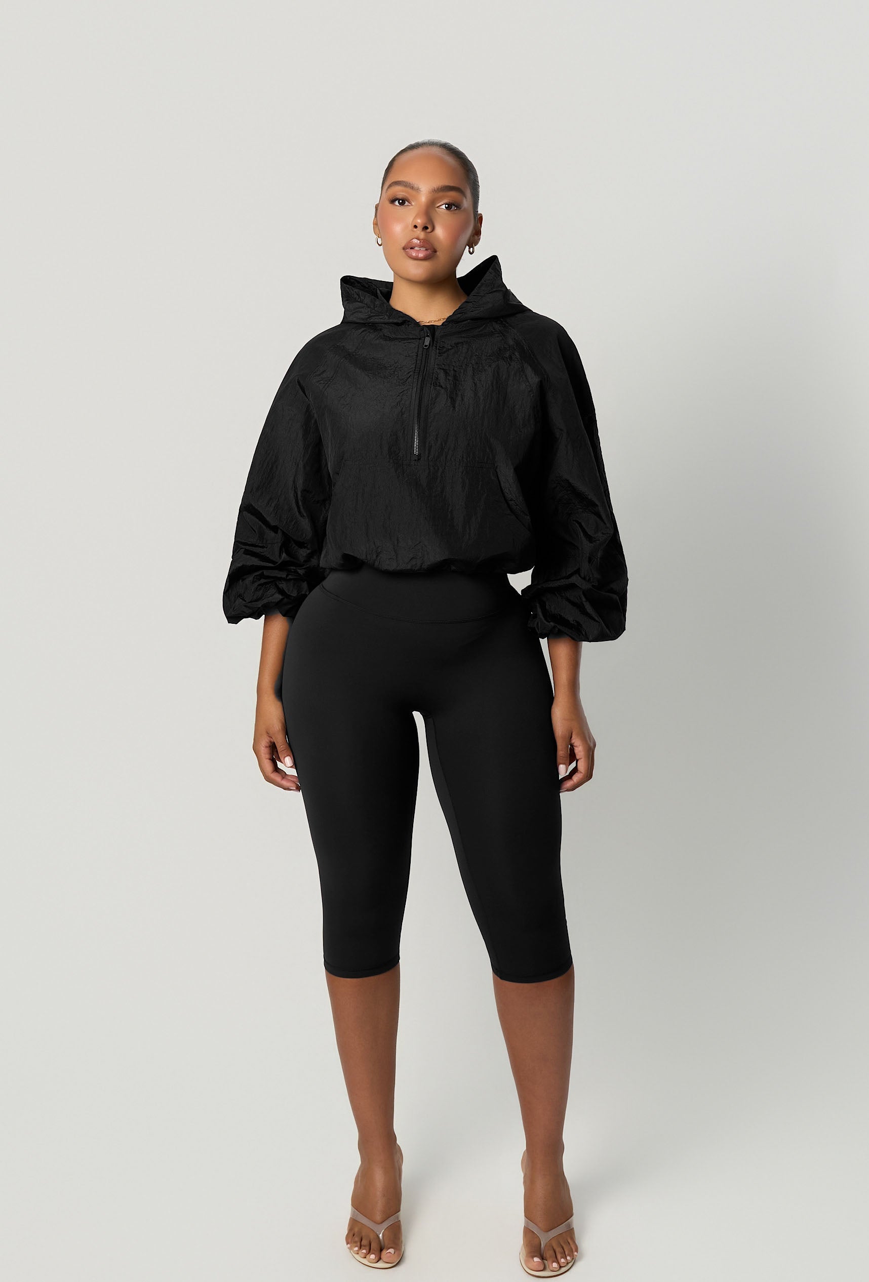 City Drift Cropped Windbreaker - Black