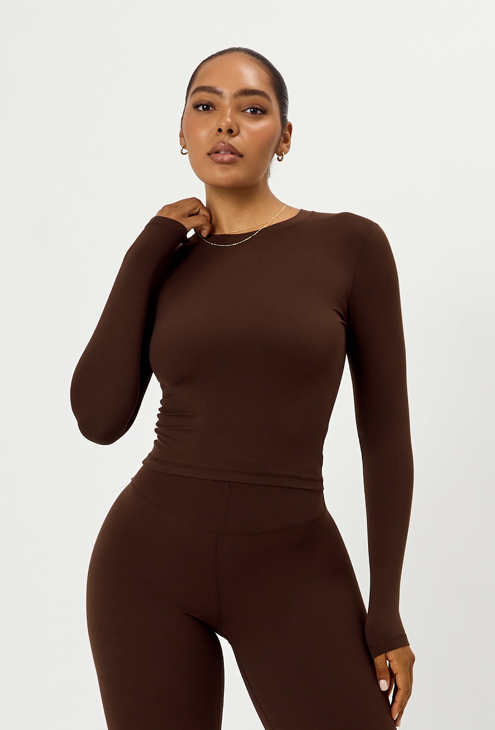 Cloudform Long Sleeve Crop - Espresso