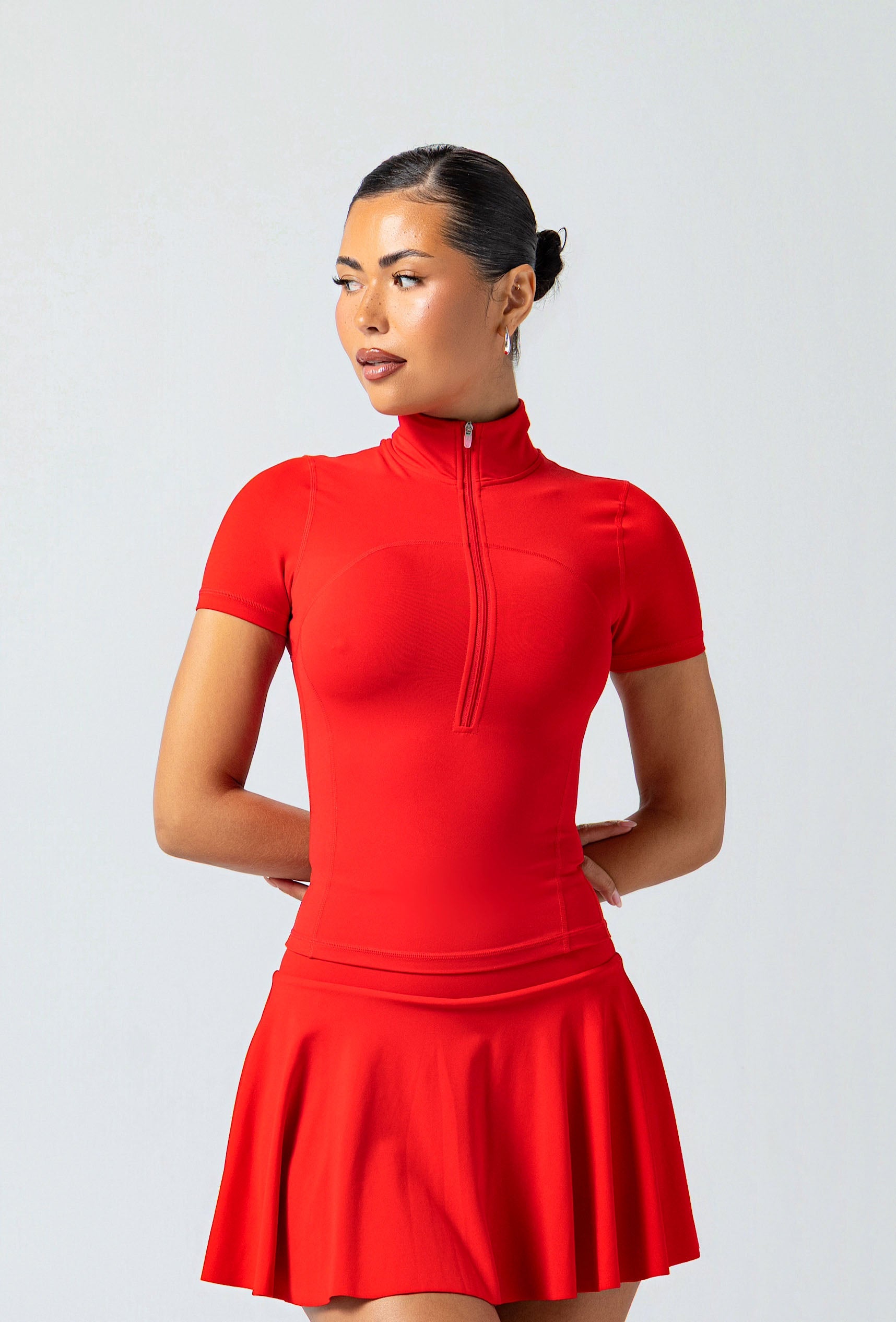 Contour Half Zip Short Sleeve - Maraschino