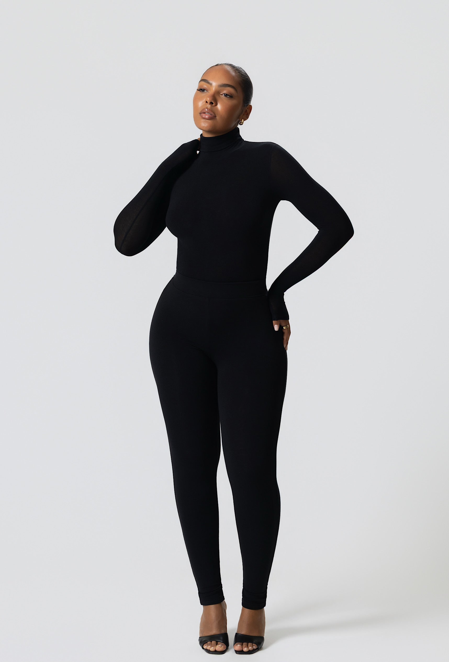 Matte Basix Sculpt Turtle Neck Bodysuit - Slate