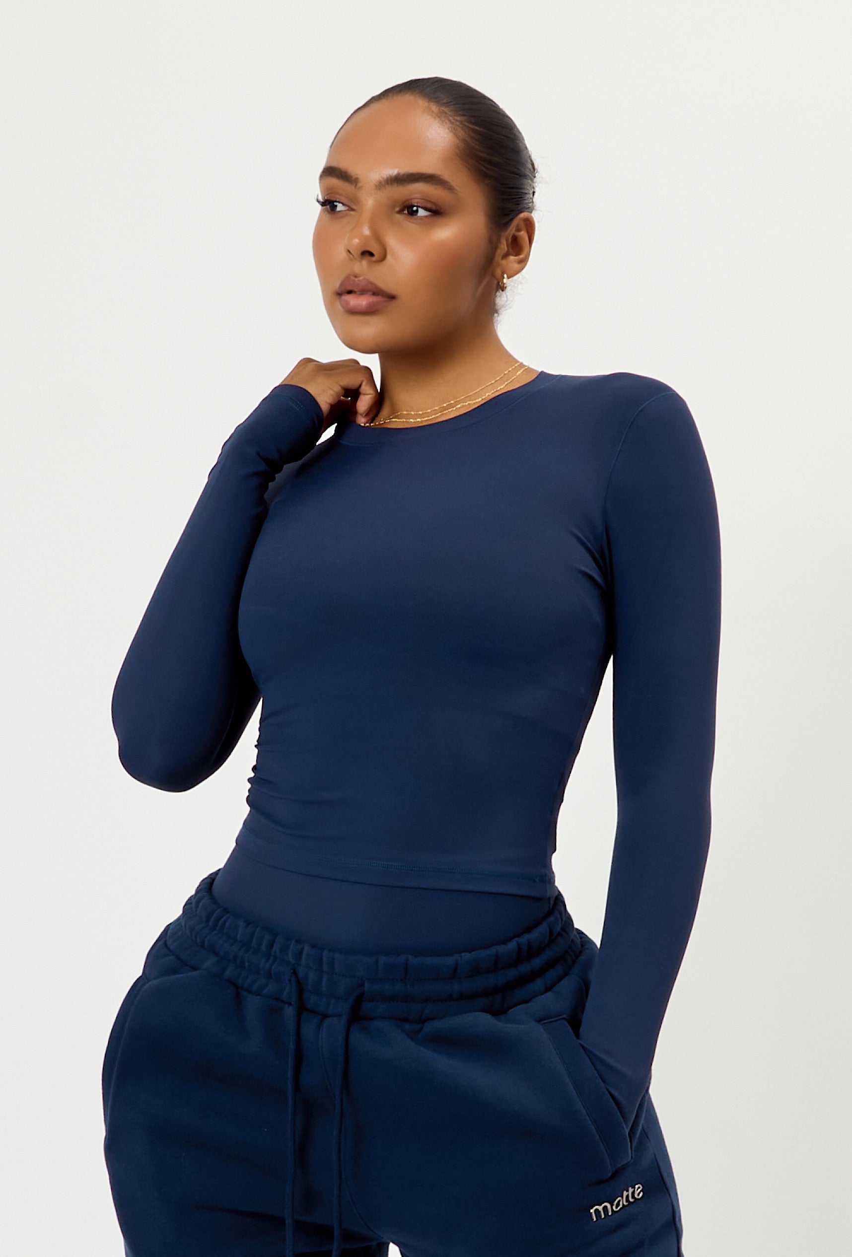 Cloudform Long Sleeve Crop - Navy