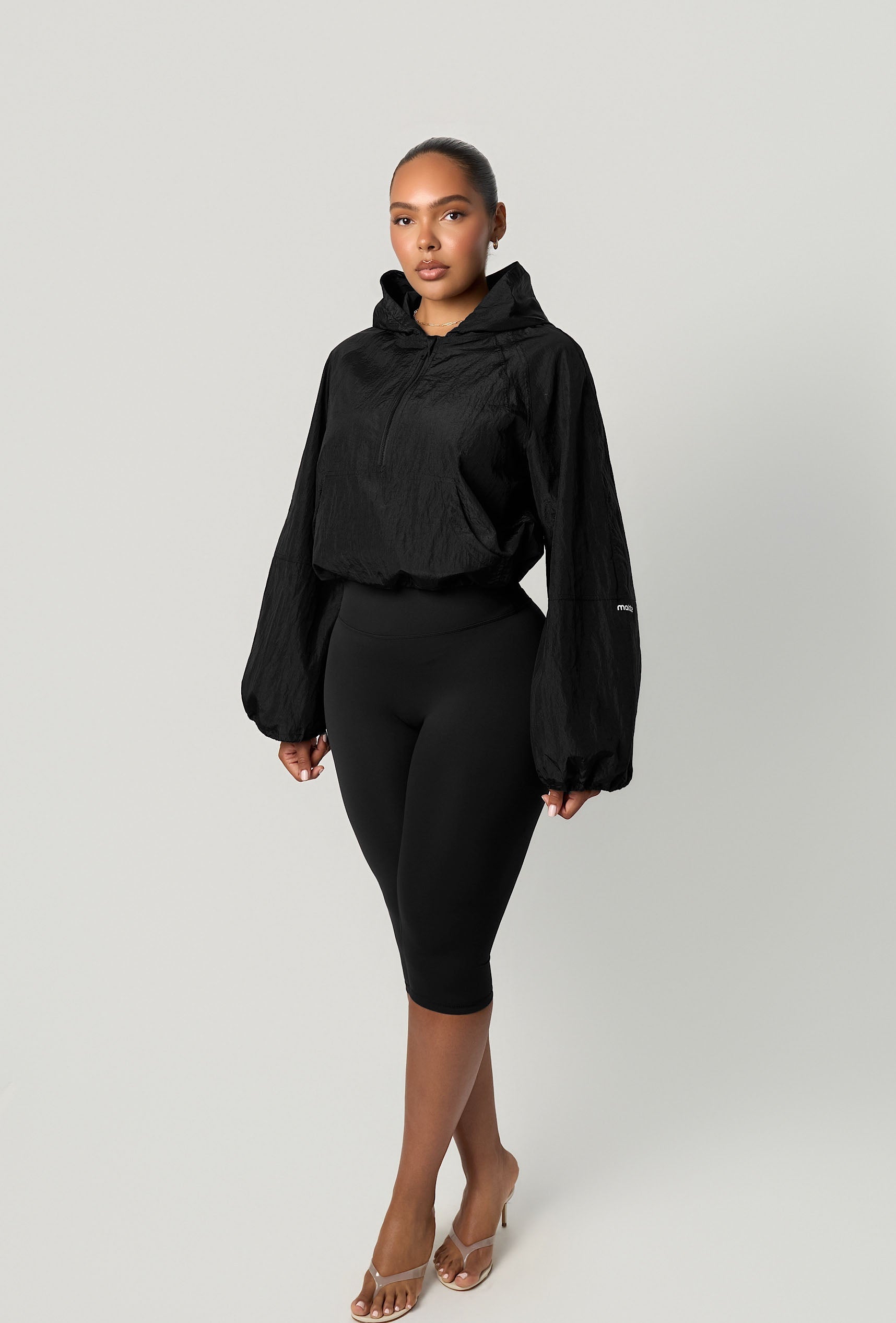 City Drift Cropped Windbreaker - Black