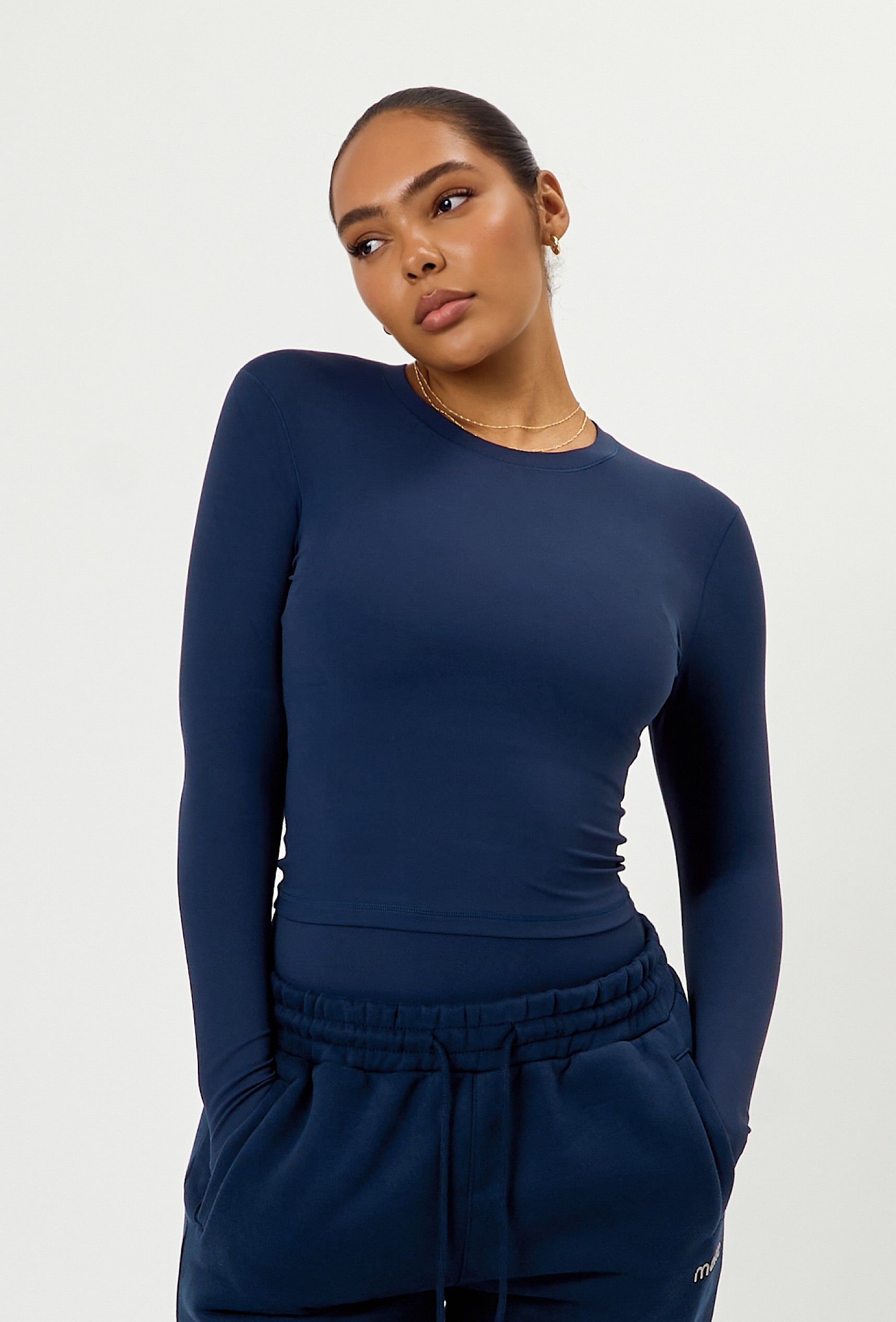 Cloudform Long Sleeve Crop - Navy