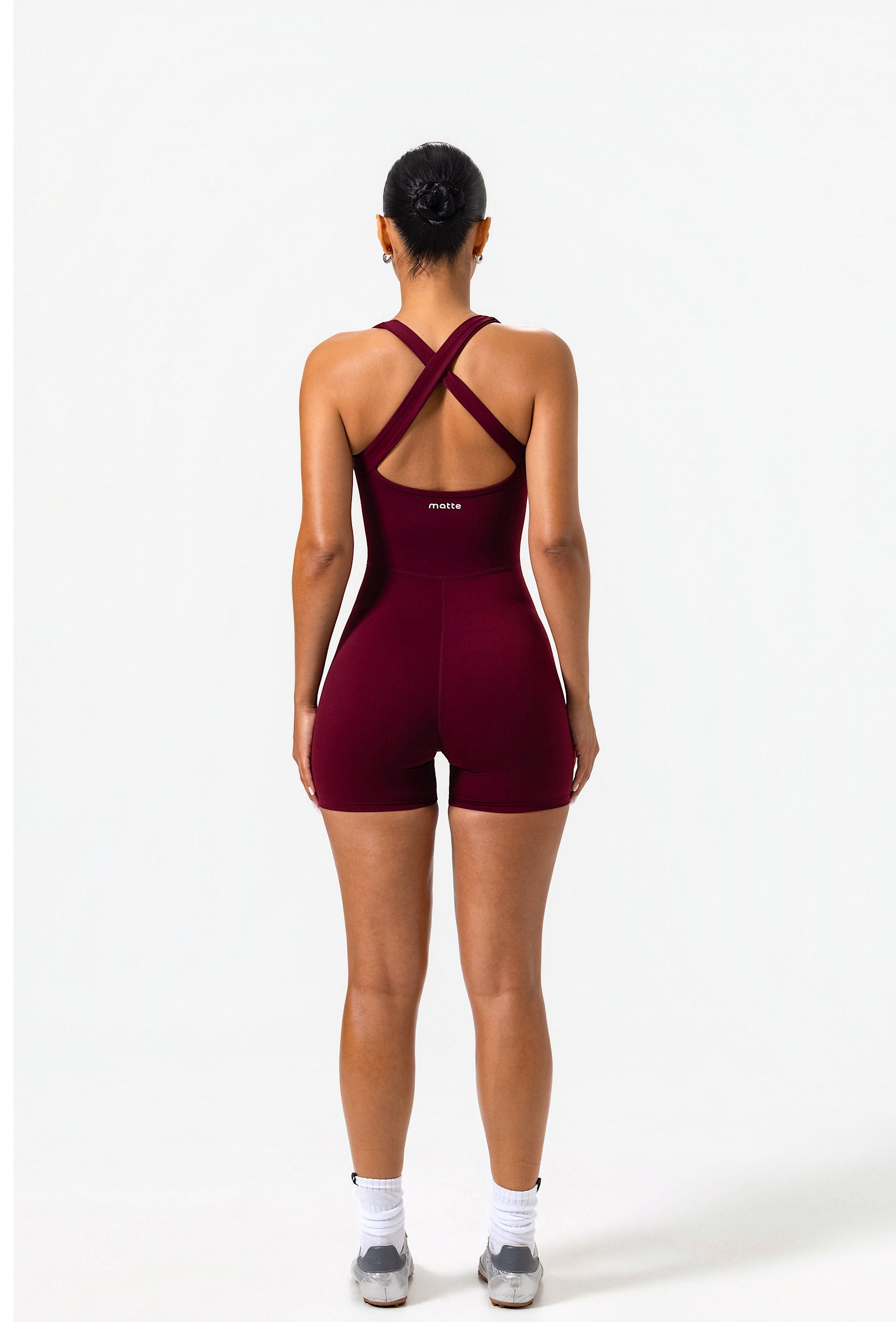 Form Biker Short Jumpsuit - Burgundy