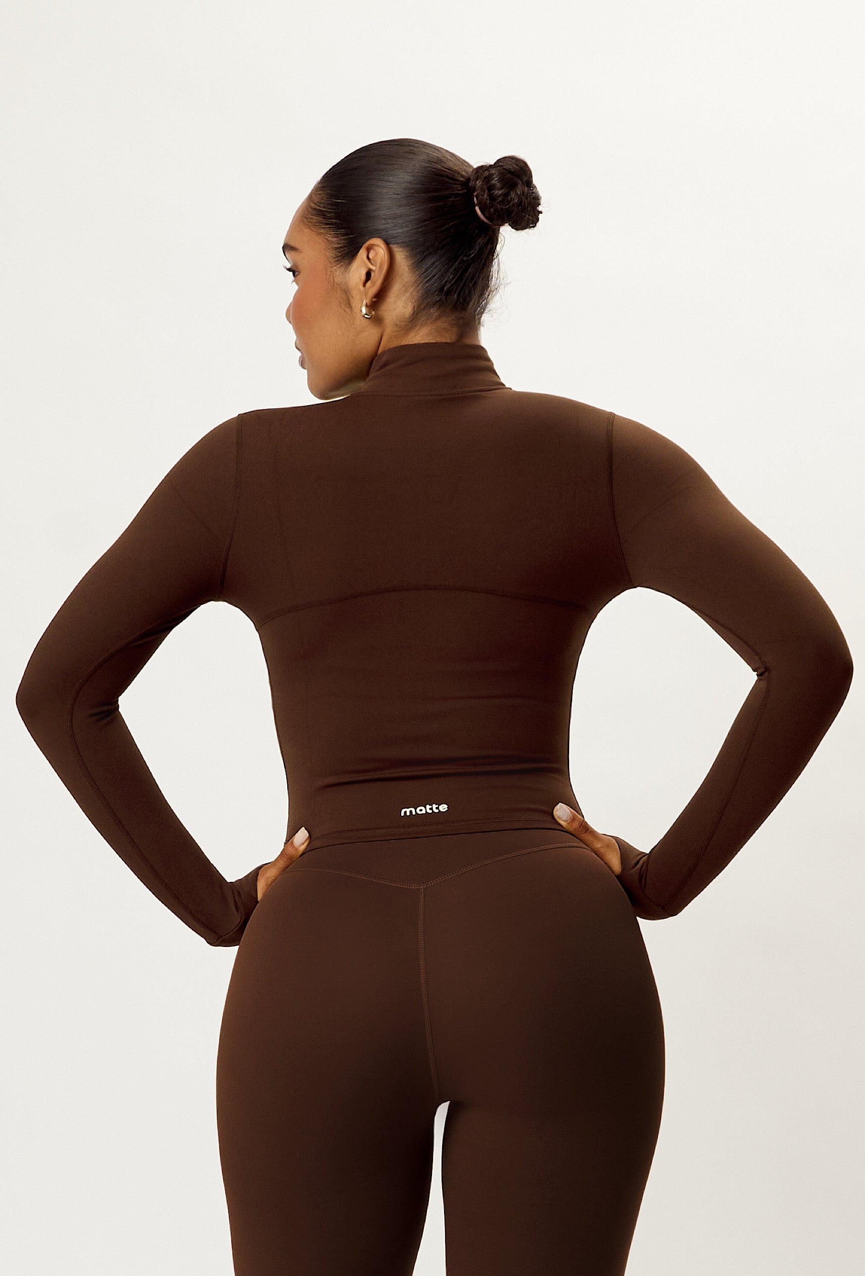 Contour Half Zip Crop - Espresso