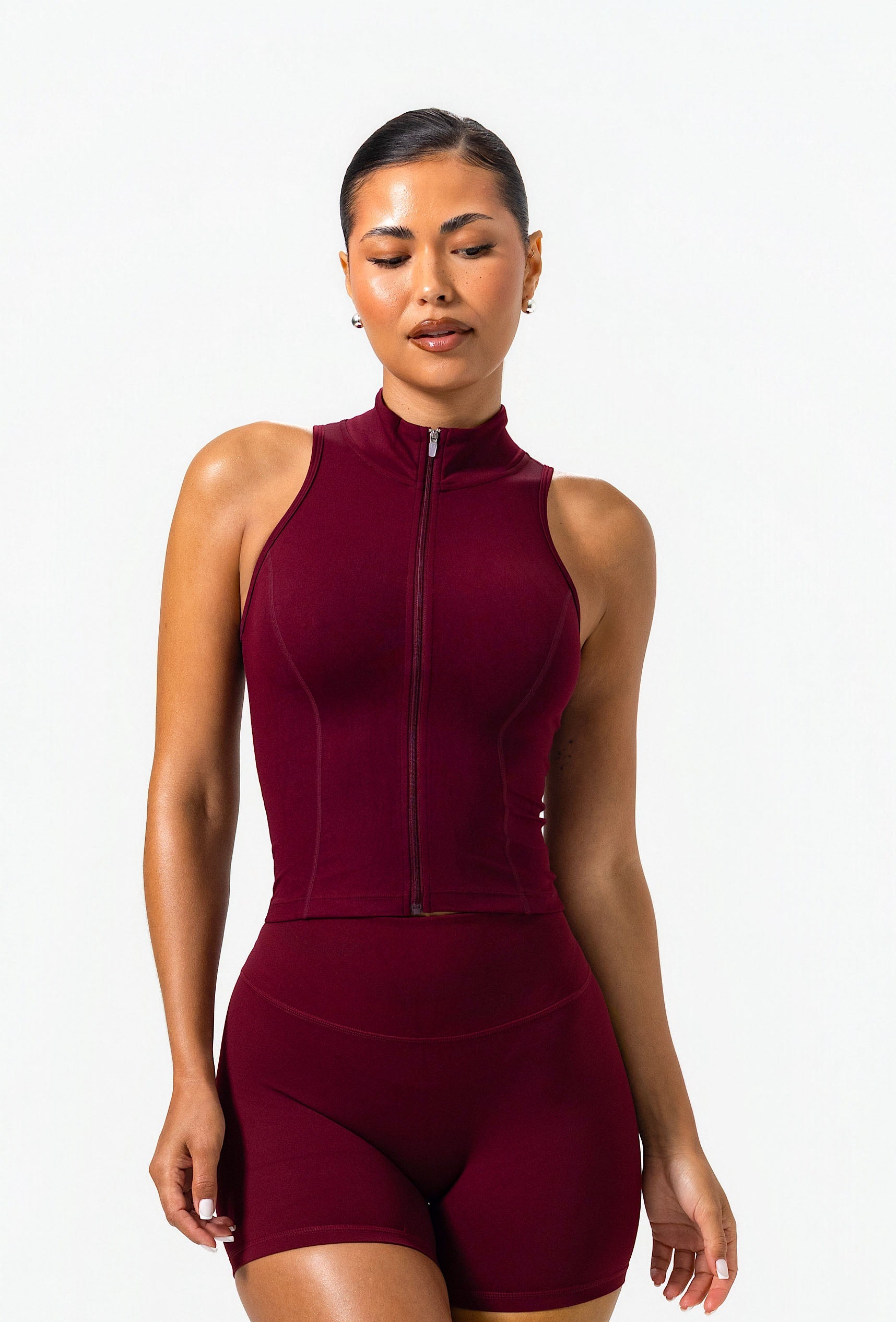 Sculpt Zip Tank - Burgundy