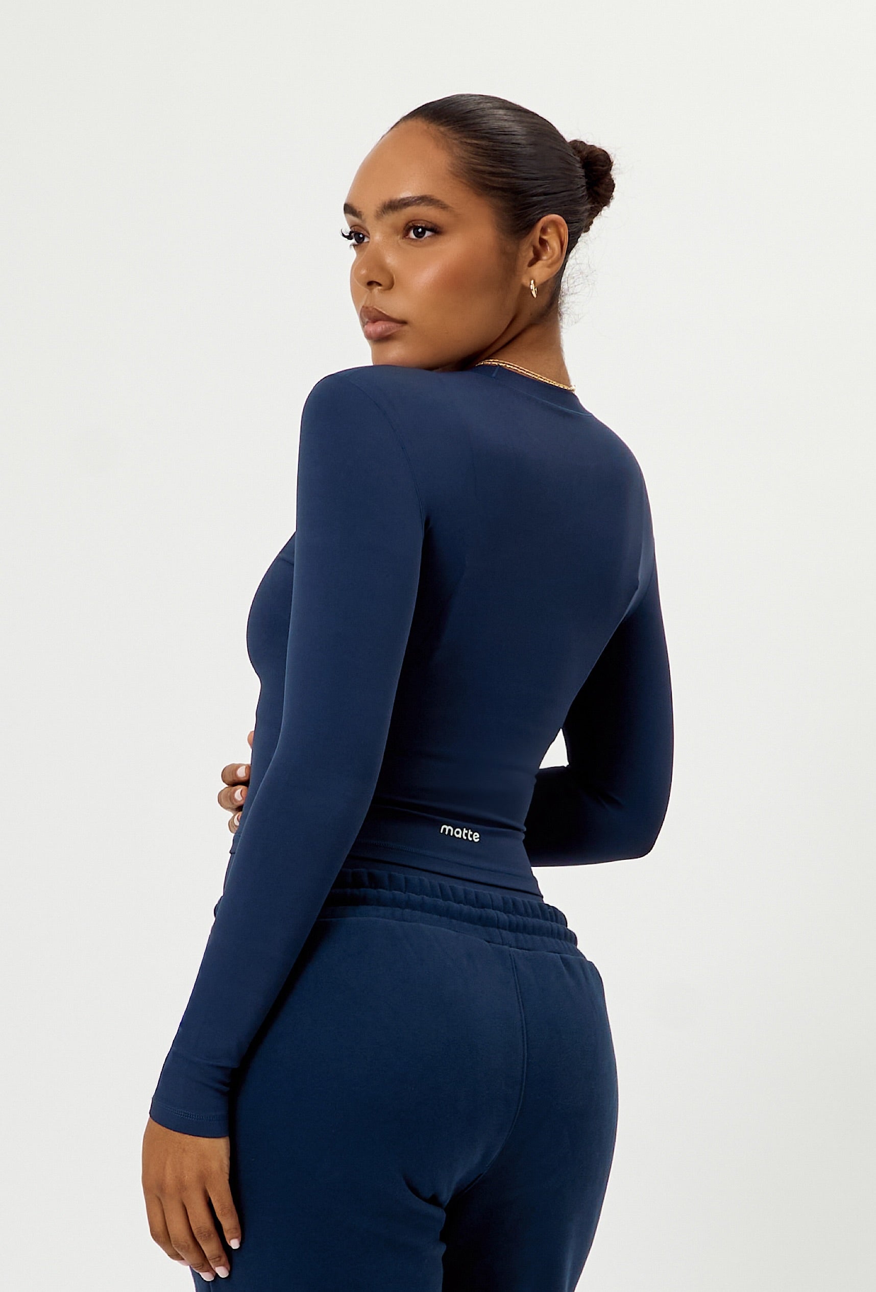 Cloudform Long Sleeve Crop - Navy