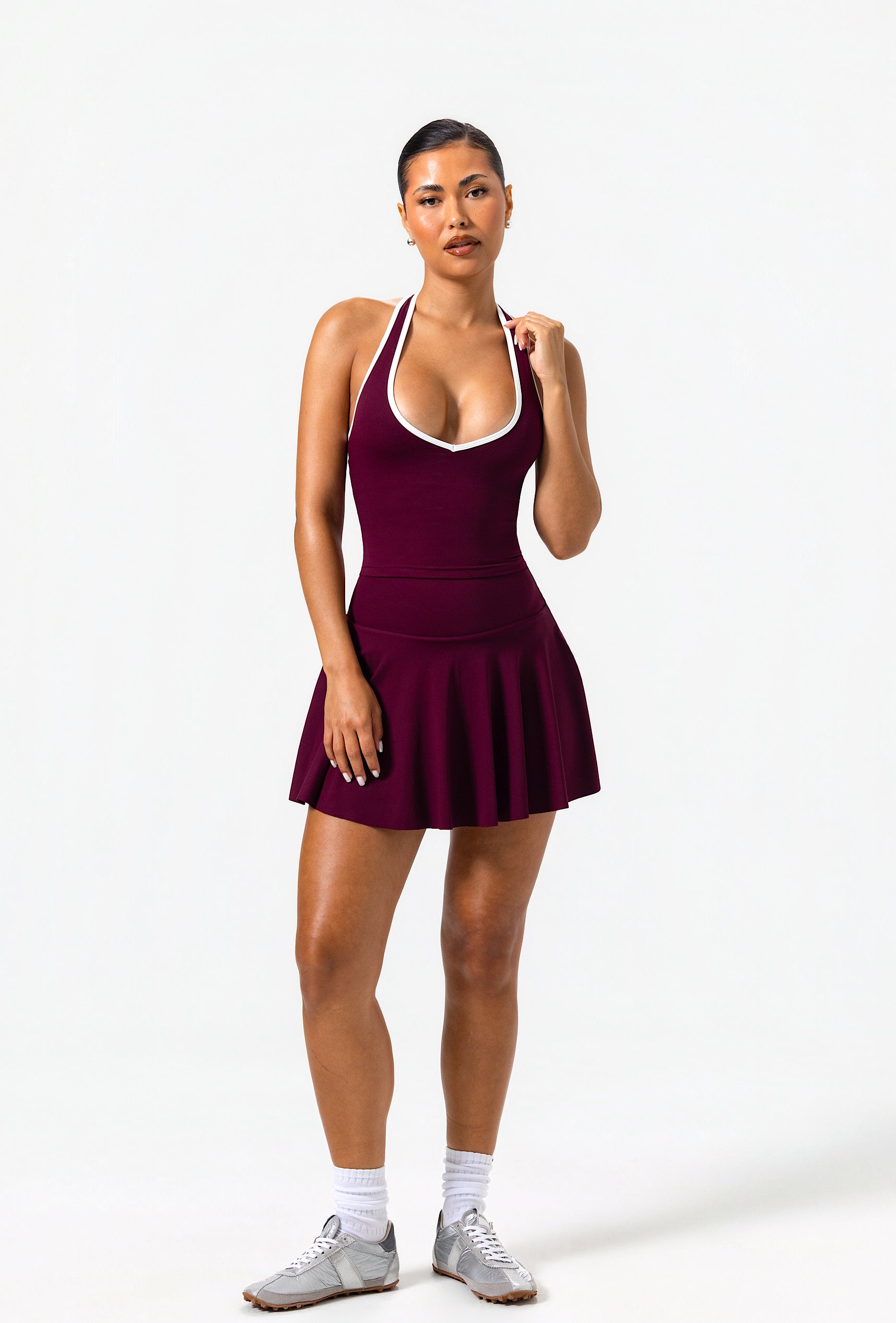 Linea Double Layer Halter - Burgundy