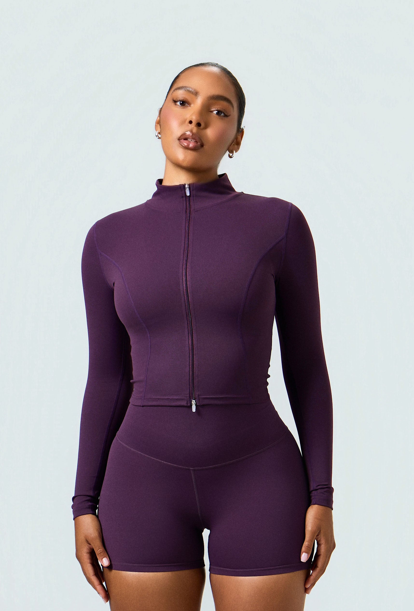 Sculpt Zip Long Sleeve - Plum