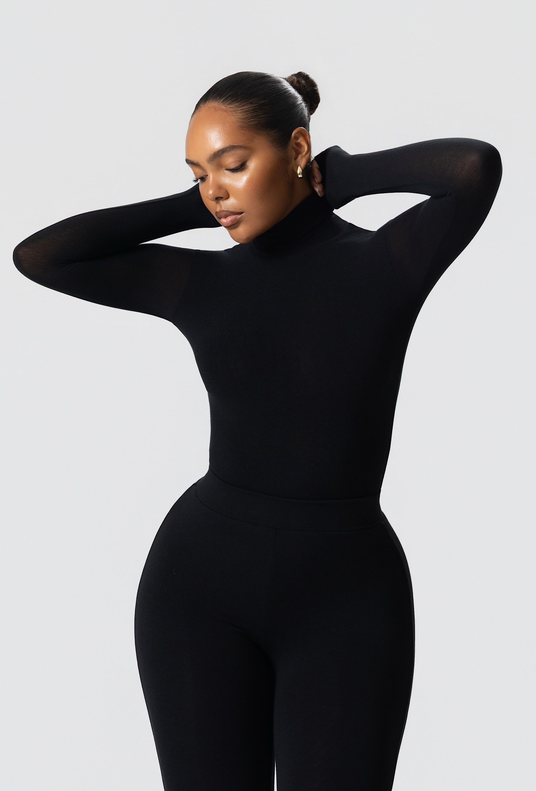 Matte Basix Sculpt Turtle Neck Bodysuit - Slate